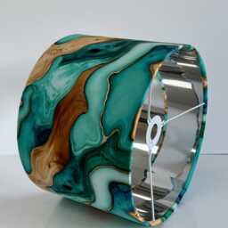 Handmade By Order Luxury Resin Wooden Teal Turquoise Blue Marble Pattern Drum Lamp Shade Pendant Light All Shapes & Sizes Avail - thumbnail 2