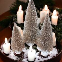 Sparkly Champagne Mini Christmas Tree Snowy Holiday Decor - thumbnail 2