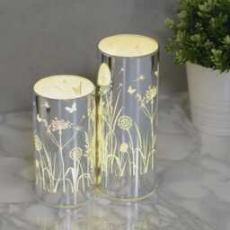 Glass Flower Design Tube With Led Lights - Gift Home Light Present