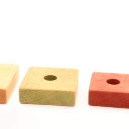 Wooden Pyramid - Square Stacking Toy Colourful Learning Stacking Stacker Motor Skills Birthday Gift - thumbnail 3