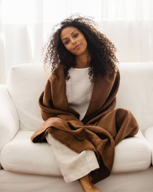 Heavyweight Stonewashed Linen Throw Blanket in Brown, Green, Oatmeal - Earth Tone Fringed Layer Boho Home Decor Accent For Sofa, Bed - image 1