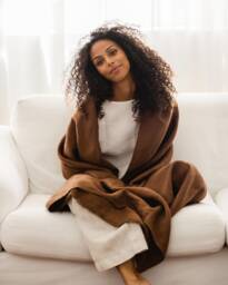 Heavyweight Stonewashed Linen Throw Blanket in Brown, Green, Oatmeal - Earth Tone Fringed Layer Boho Home Decor Accent For Sofa, Bed - thumbnail 1