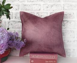 Orchid Rose Vegan Leather Pillow Cover Modern Scandinavian Decor - thumbnail 1