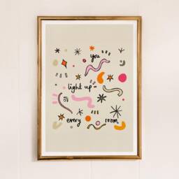 You Light Up Every Room Art Print, Abstract Illustrated Quote - thumbnail 1