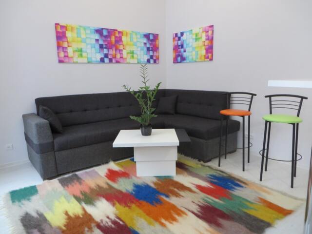 Handmade Wool Rug Bright Bohemian Woven Area Rug - image 1