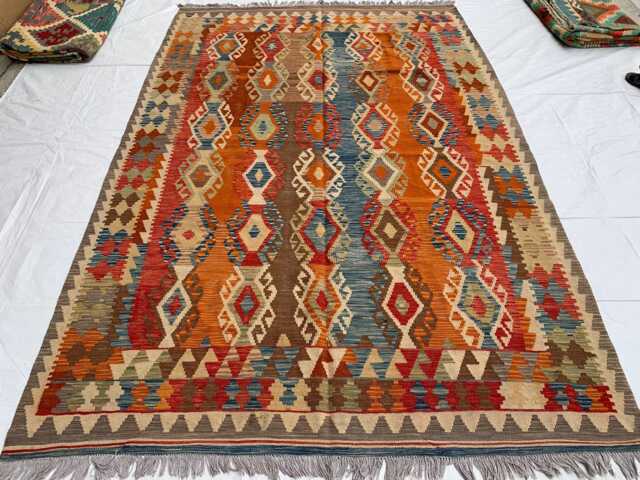 9.8x6.6 Ft Handwoven Chobi Kilim Rug Afghan Wool Tribal Flatweave - image 1