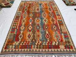9.8x6.6 Ft Handwoven Chobi Kilim Rug Afghan Wool Tribal Flatweave - thumbnail 1