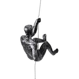 Large Antique-Silver Colour Climbing Abseiling Man Left Arm Up Hanging On Wire Ornament Figure Climber Wall Statue Rock - thumbnail 3