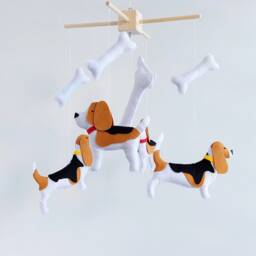 Hound & Beagle Baby Crib Mobile Nursery Decor Cot, Hanging Mobile, Animals Dog - thumbnail 2
