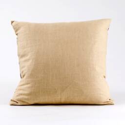 Red & Gold Floral Pillow Cover, Richloom Cotton Duck, Beige Linen Back - thumbnail 4