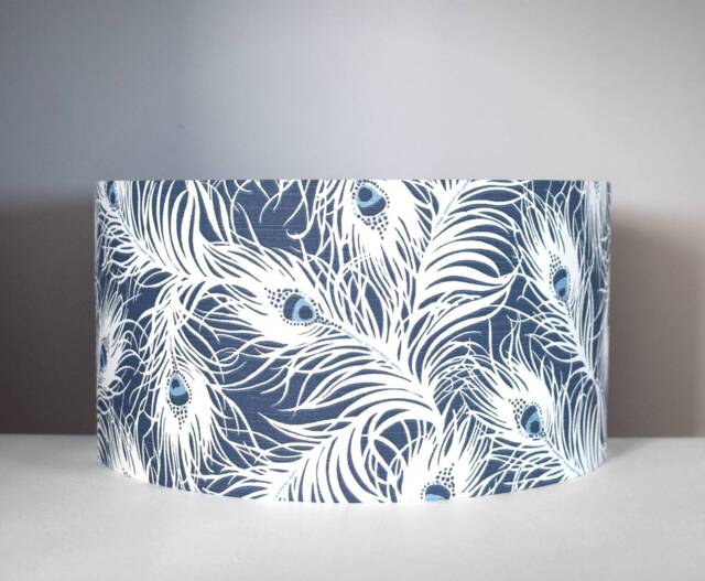 Blue Peacock Feather Lampshade, Handmade For Ceiling Or Lamp Base, 20cm To 50cm Diameters - image 1