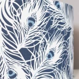 Blue Peacock Feather Lampshade, Handmade For Ceiling Or Lamp Base, 20cm To 50cm Diameters - thumbnail 3