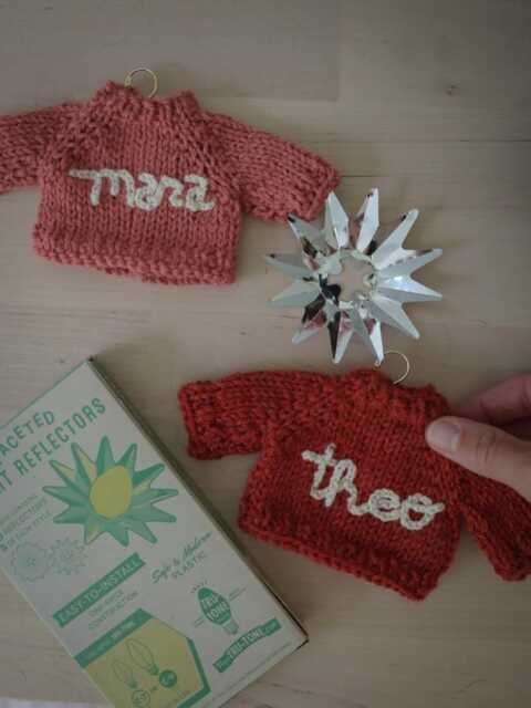 Hand-Knit Sweater Ornament - Baby's First Christmas Ornament Personalized Present Baby Gift Tree - image 1