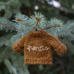 Hand-Knit Sweater Ornament - Baby's First Christmas Ornament Personalized Present Baby Gift Tree - thumbnail 2