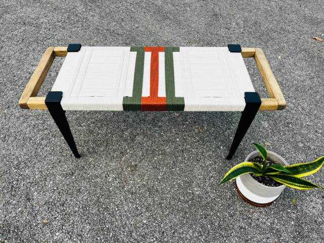Hand-Woven Entryway Bench Mcm Style End Of Bed & Mudroom Seating - Custom-Made, Multiple Sizes - image 1