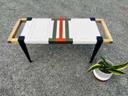 Hand-Woven Entryway Bench Mcm Style End Of Bed & Mudroom Seating - Custom-Made, Multiple Sizes - thumbnail 1