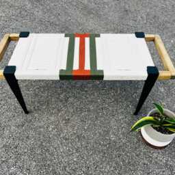 Hand-Woven Entryway Bench Mcm Style End Of Bed & Mudroom Seating - Custom-Made, Multiple Sizes - thumbnail 3
