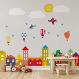 Kids Wall Decals City Scene, Stickers, Decal, Nursery Decals, Baby Decor, Gift, Shower, Mural - thumbnail 2