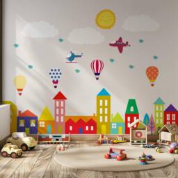 Kids Wall Decals City Scene, Stickers, Decal, Nursery Decals, Baby Decor, Gift, Shower, Mural - thumbnail 1