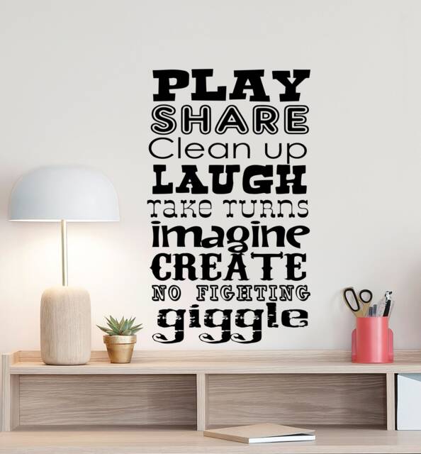 Playroom Rules Sign Wall Decal Play Room Quote Nursery Poster Boy Girl Bedroom Door Vinyl Sticker Kids Children Decor Art 831 - image 1