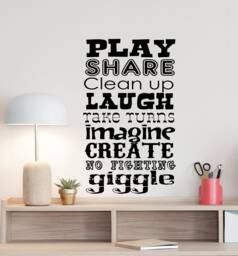 Playroom Rules Sign Wall Decal Play Room Quote Nursery Poster Boy Girl Bedroom Door Vinyl Sticker Kids Children Decor Art 831 - thumbnail 1