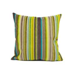 Fun Bright Green & Blue Striped Velvet Cushion Cover - Handmade Throw Pillow Designer Home D??cor - thumbnail 2