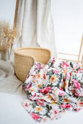 "Floral Muslin Swaddle Blanket Organic Bamboo Cotton Baby Wrap - 47""x47" - thumbnail 1