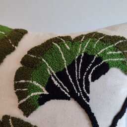 Handmade Ginkgo Leaf Pillow Cover Punch Needle Embroidery Cushion - Ddp Usa - thumbnail 3
