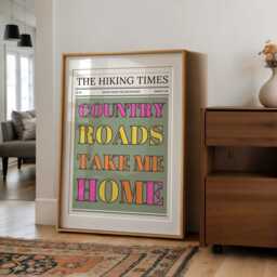 Hiking Times News Print Country Roads Typography Poster - thumbnail 2
