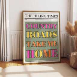 Hiking Times News Print Country Roads Typography Poster - thumbnail 1