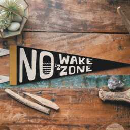 No Wake Zone Felt Pennant - Vintage Banner, Kids Room Gift Decor, Funny Boating Sleeping Flag Wall Art Print - thumbnail 3