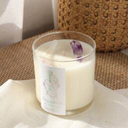 Sagittarius Zodiac Candle Crystal-Infused Soy Wax Candle, Egyptian Amber Scent - thumbnail 2