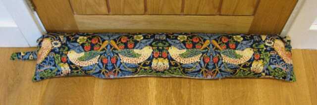 Draught Excluder, William Morris Strawberry Thief Door Stopper, Indigo Navy Blue Draft Draught Dodger - image 1