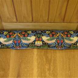 Draught Excluder, William Morris Strawberry Thief Door Stopper, Indigo Navy Blue Draft Draught Dodger - thumbnail 3