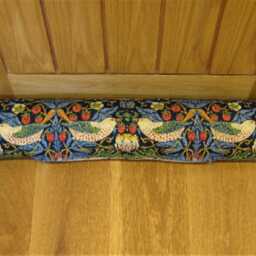 Draught Excluder, William Morris Strawberry Thief Door Stopper, Indigo Navy Blue Draft Draught Dodger - thumbnail 3