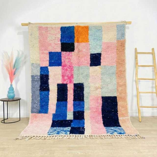 Moroccan Multicolor Berber Rug, Boho Nursery Handwoven Wool Shag Authentic Beni Ourain Carpet, Large Area Rug - image 1