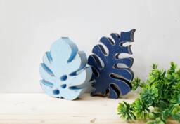 Monstera Leaf Home Decor Classic Blue Palm Tree Art Tropical Coastal Bathroom Hawaii - thumbnail 1