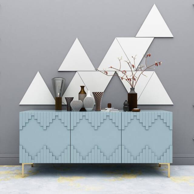Triangle Wall Decor - Black Or White Art , Triangles 3D, Geometric Art, Modern Skutri10 - image 1