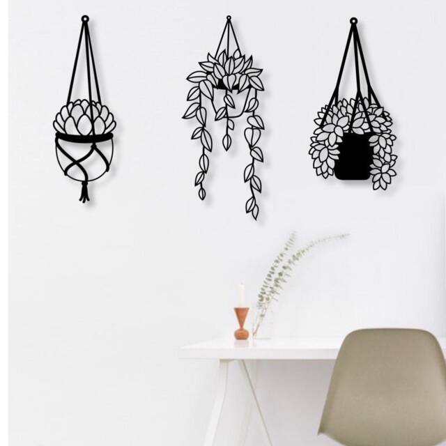 Wooden Flowers - 3D Wall Decoration Flower Pots Kitchen Bedroom Picture Above Bed Hallway Bathroom Modern Mother's Day - image 1