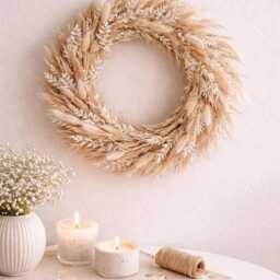 Dried Flower Wreath Boho - Year-Round Made Of Dried Flowers, Natural Wall & Table Decoration, Sustainable Boho Decor - thumbnail 2