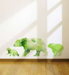 Watercolor Bear Family - Set Of 3 Wall Sticker Decal - Kids Stickers, Animals Childrens Decals, Art, Room - thumbnail 1