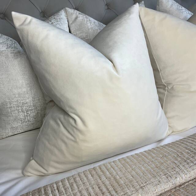 stunning Ivory Natural Cushion Cover, Plain Soft Pillow Neutral Home Decor, Velour Designer Fabric, Double Sided - image 1