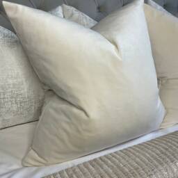 stunning Ivory Natural Cushion Cover, Plain Soft Pillow Neutral Home Decor, Velour Designer Fabric, Double Sided - thumbnail 2