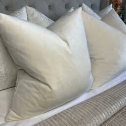 stunning Ivory Natural Cushion Cover, Plain Soft Pillow Neutral Home Decor, Velour Designer Fabric, Double Sided - thumbnail 4