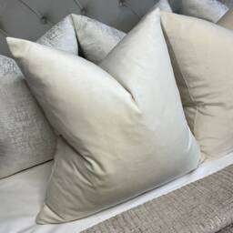 stunning Ivory Natural Cushion Cover, Plain Soft Pillow Neutral Home Decor, Velour Designer Fabric, Double Sided - thumbnail 3