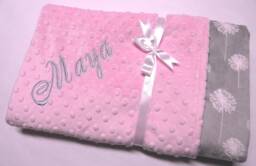 Personalized Minky Baby Girl Blanket, Light Pink, Shower Gift, Usa Handcrafted - thumbnail 1