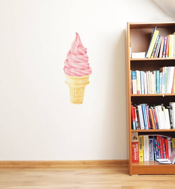Big Yummy Pink Ice Cream Wall Sticker Decal - Kids Stickers, Animals Childrens Decals, Art, Room