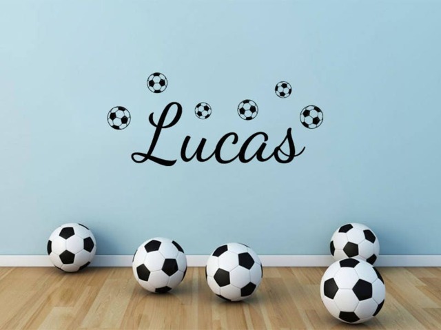 Personalised Name With Football's Wall Art Sticker, Boys Decal, Modern Transfer - image 1