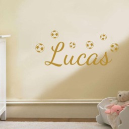 Personalised Name With Football's Wall Art Sticker, Boys Decal, Modern Transfer - thumbnail 3