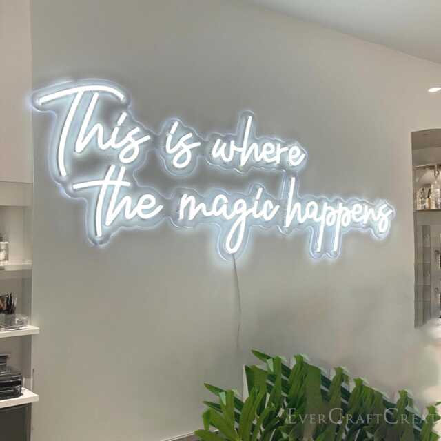 Magic Happens Neon Sign Custom Salon Decor, Dimmable Led - image 1